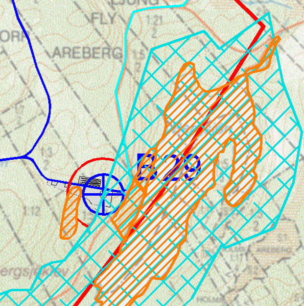 2.7. Detalj 7 (Uppställningsyta B29) Beskrivning av detalj: Uppställningsyta till turbinposition B29 som tangerar strandskydd för Bergsjön. Endast marginellt intrång.