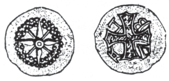 Helmfrid fram till att typen med årtalet 1614 har präglats med två åtsides- och två frånsidesstampar (Helmfrid 1963:127). Här har min analys gett nya resultat.