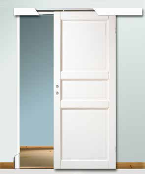 Skjutdörrar Skjutdörrar är en perfekt lösning i ett trångt sovrum eller andra utrymmen där det är ont om plats och dörrarna slåss om svängrum.