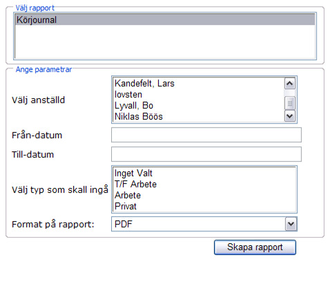 Rapporter 1. Klicka på Rapporter i huvudmenyn. 2. (Om du har vanliga Toolbox för arbetsorderhantering, klicka på länken Crystal Reports under rubriken där du genererar tidrapporter.) 3.