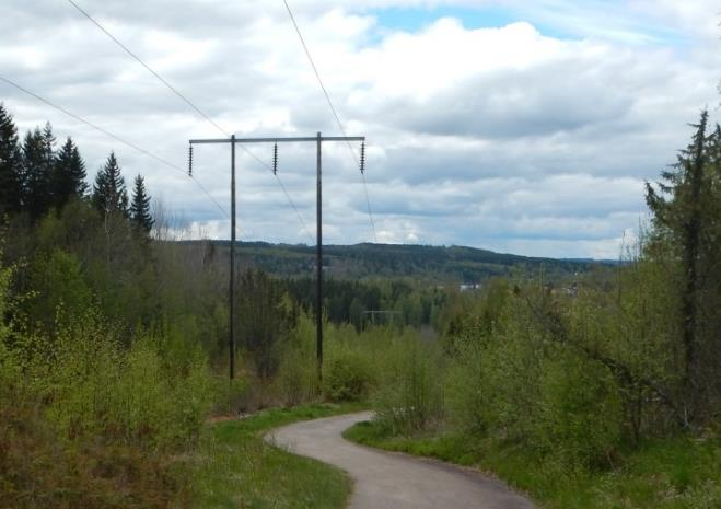 Figur 1. Aktuell sträcka av befintlig 145 kv luftledning som planeras att markförläggas, samt den del av kraftledningen som redan har markförlagts.