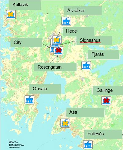 KUNGSBACKA KOMMUN 4 (4) Nedan; en kartbild som visar var de Träffpunkterna finns i dag.