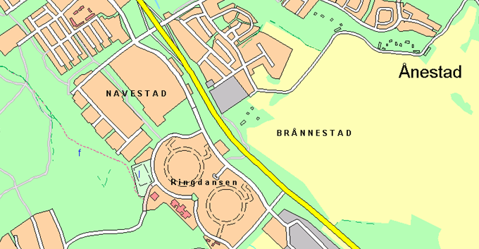 Hållplats, pendlarparkering Ringdansen Mellan E22 och Hagebygatans förlängning.