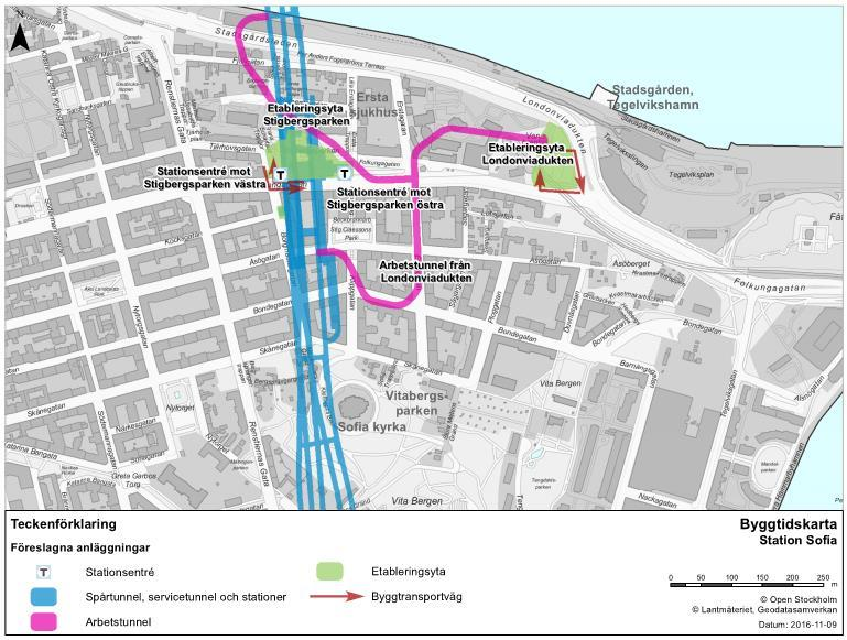 3.2 Planförslaget Detta kapitel innehåller en översiktlig beskrivning av planförslaget. Station Sofia Stationsentréer och etableringsytor för station Sofia redovisas i Figur 8.