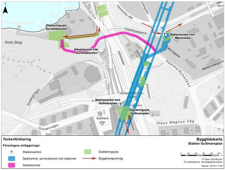 Etableringsytan vid Skönviksvägen ligger i utkanten av ett stort sammanhängande grönområde.