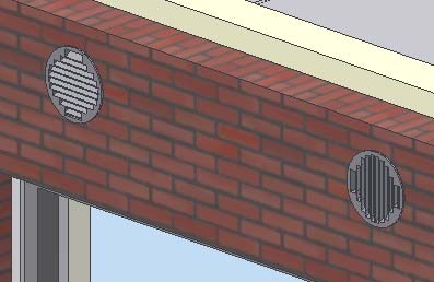Därefter monteras kanalerna ( spirorören ). De ska ha en lutning nedåt mot fasaden för att förhindra eventuellt slagregn att tränga in i aggregatet. Därefter monteras de utvändiga ytterväggsgallren.
