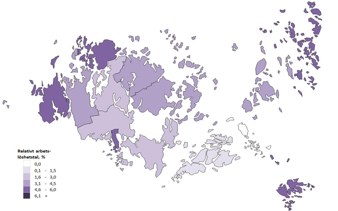 Tabell 6: Det relativa arbetslöshetstalet efter kommun, procent 2014 jan.