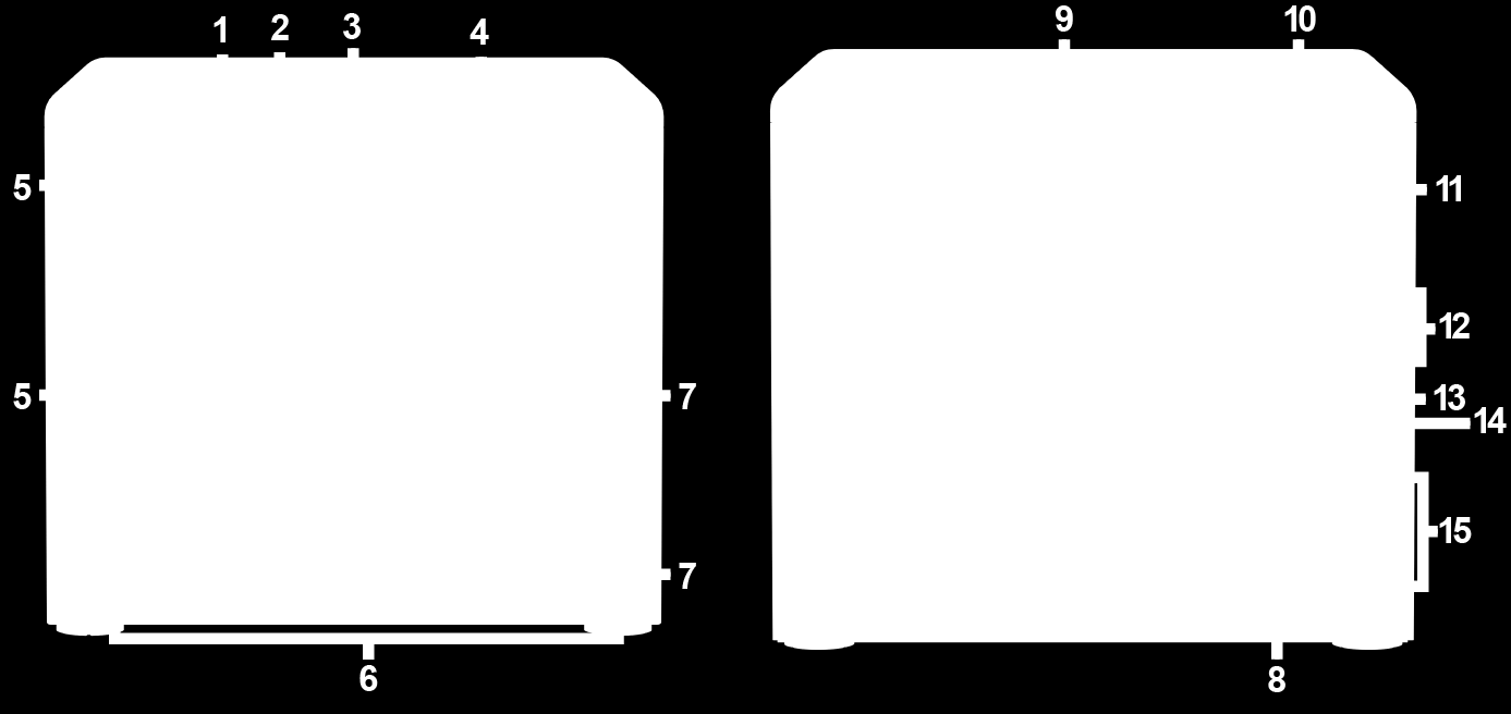 En översikt av Synology DiskStation Nr. Artikelnamn Plats Beskrivning 1 Statusindikator 2 Larmindikator 3 Strömknapp 4 LAN-indikator 5 Disk statusindikator Framsida Visar status för systemet.