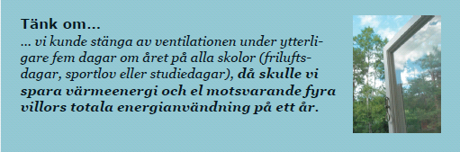 En frisk fläkt men inte för tomma hus Frisk luft är viktigt för att vi ska kunna göra ett bra arbete och orka med hela dagen i skolan eller på arbetet.