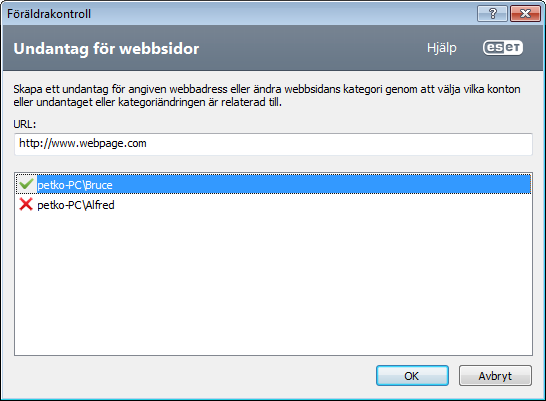 Viktigt: Skapa ett nytt konto (t.ex. till ett barn) med följande anvisningar för Windows 7 och Windows Vista: 1.