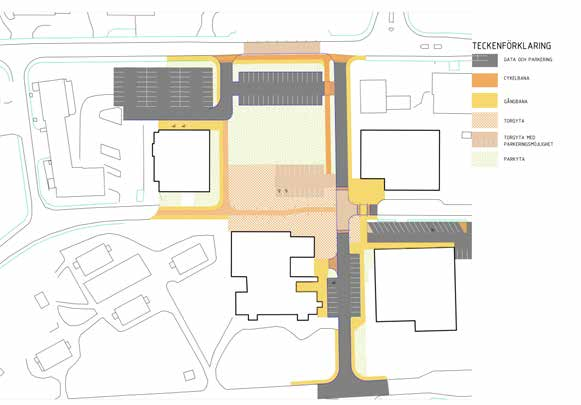 TORGGATAN STATIONSGATAN Alternativ B: Gångfartsgata och cykelbana på Torggatan I alternativ B föreslås ett gångfartsområde på som sträcker sig från fram till Lunsengymnasiet och den nuvarande