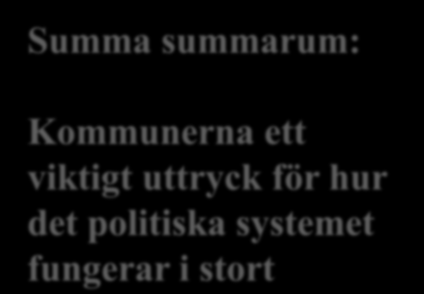 Summa summarum: Kommunerna ett viktigt uttryck