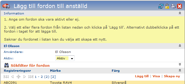 3. Fyll därefter i resterande information, Registreringsnr är obligatoriskt, övriga är frivilliga men kan vara värdefulla som beskrivning. 4. Avsluta med att klicka på Lägg till. 46 (51) Sida 3.3.7.