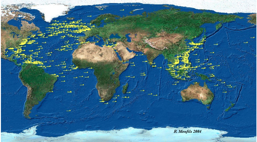 Bilaga A Bild 1. Kartan visar fördelningen av antalet sänkta fartyg från andra världskriget.328 Bild 2.