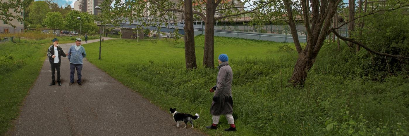 Figur 14. Vy tagen riktning norrut med dagens spårbro över Gubbängsfältet. Figur 15.