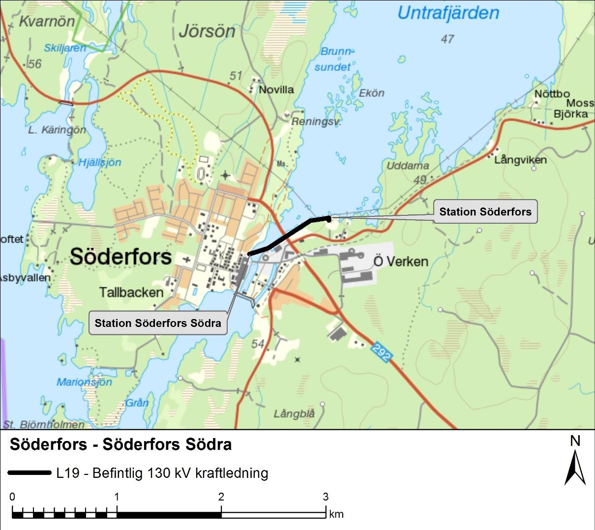 1 Inledning och bakgrund Ellevio planerar att ansöka om förnyat tillstånd, nätkoncession för linje, för en befintlig 130 kv kraftledning mellan Söderfors och Söderfors Södra.