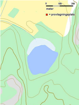 Gullsjön Gullsjön är en liten och grund skogssjö där makrofyter som näckrosor dominerar vattenspegeln. Ytan är 0,04 km 2 och avrinningsområdet uppgår till 0,6 km 2.