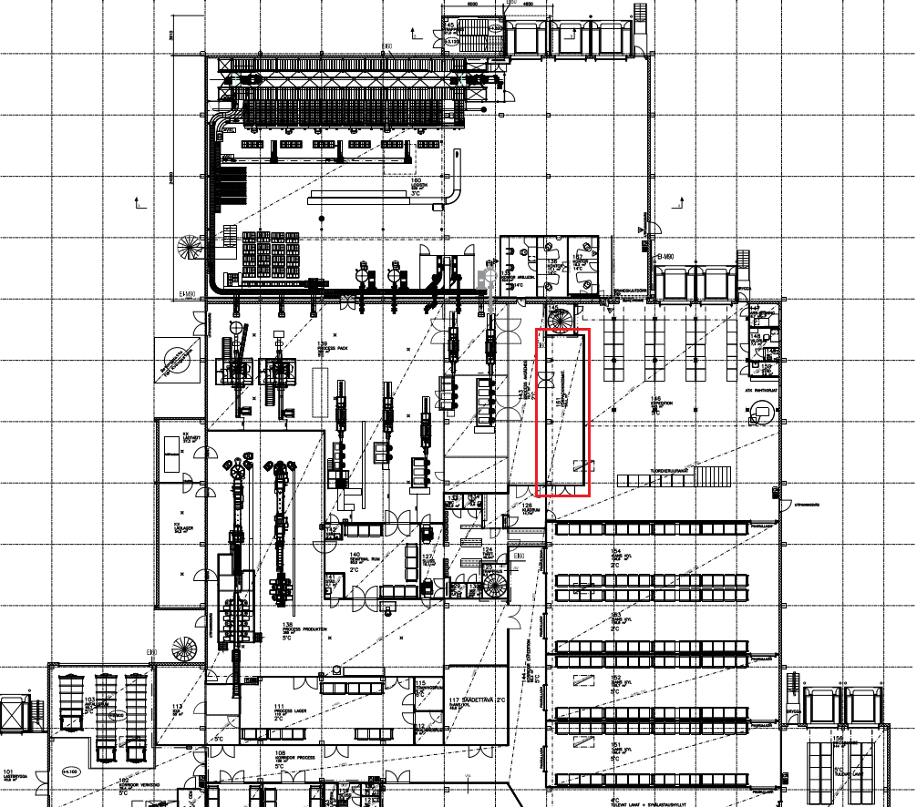 Figur 14 Ritning över fabriken där det nya