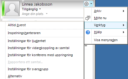 Samtal till och från kontorsnumret När någon ringer in till kontorsnumret så möts man av ett meddelande som säger Välkommen till [ort].