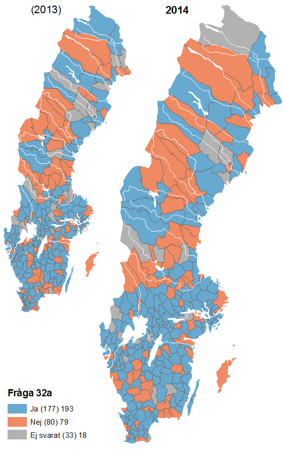Återrapportering 2014 Svar från 256 av landets 290 kommuner Åtgärd 34.
