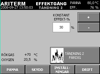 2.3.3 NEDELDNING : Denna funktion stoppar förrådssystemets funktion dvs. falltratten fylls inte längre. Systemet fortsätter driften så länge som det finns bränsle i matarskruven och tratten.