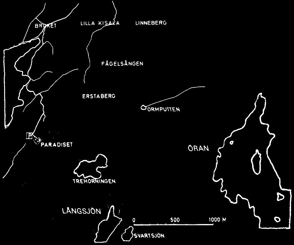 Trehörningen, Långsjön & Öran, Lissma - Huddinge Tillåtet fiske Färdväg: 2,5 km S Stockholm. Väg 73 mot Nynäshamn.