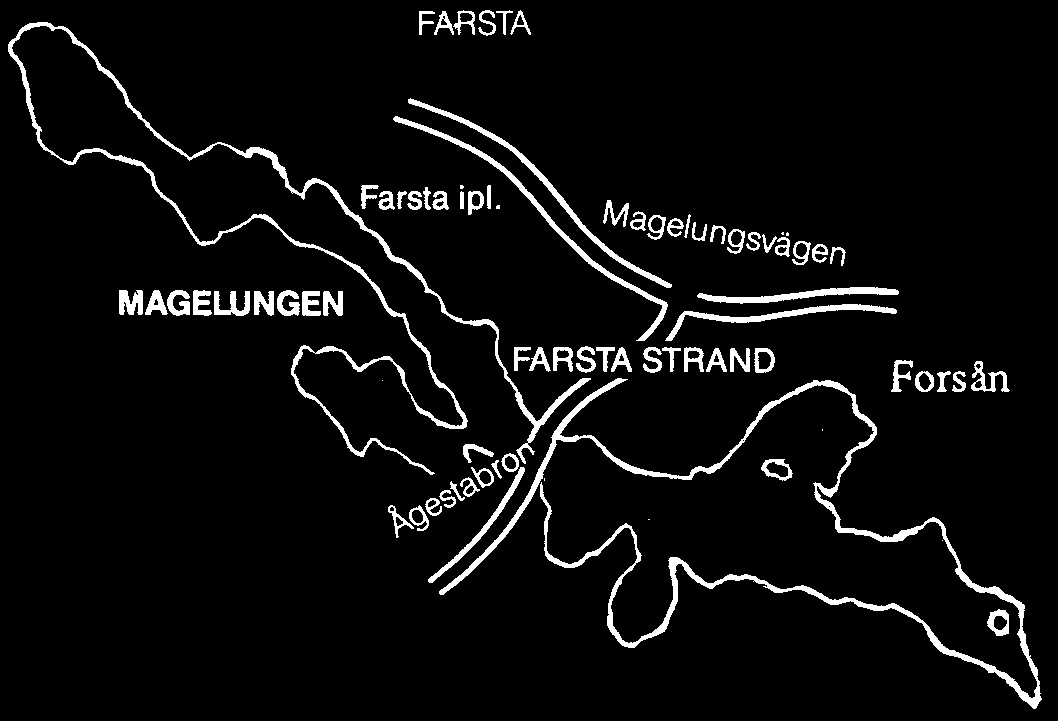 Magelungen, Farsta x Risvasar X X Tillåtet fiske Färdväg: Kör Magelungsvägen mot Farsta Strand. Fiskarter: Gös, gädda, abborre, karp, gräskarp och vitfisk. Obs!