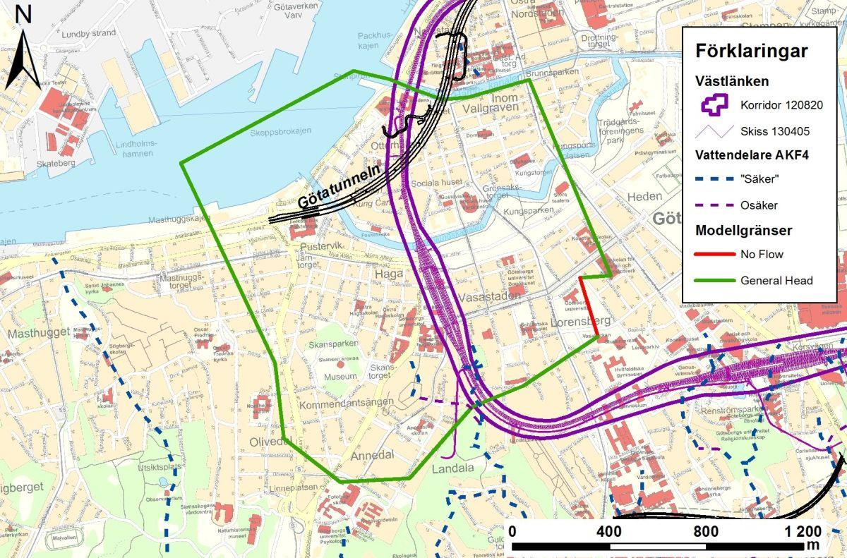 9 Numerisk grundvattenmodellering Station Haga 9.1 Modelluppbyggnad Föreliggande beskrivning bygger i alla väsentlighet på Bilaga 2. För detaljer hänvisas till denna bilaga.