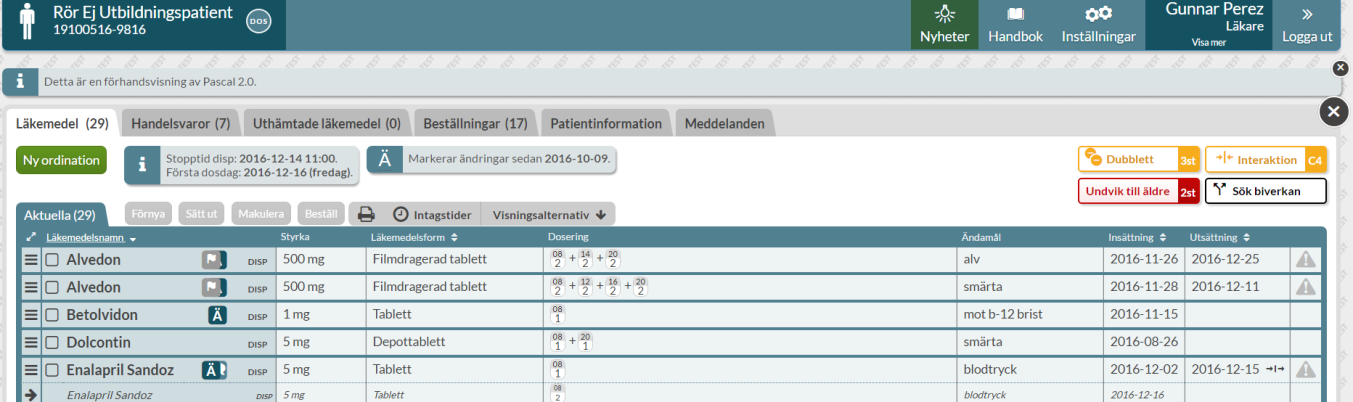 Det är här du pausar en patients dosrullar och avslutar en patient som avlidit eller inte ska vara dospatient längre.