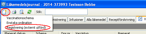 Hälso- och sjukvårdsförvaltningen 9(14) Om du bara skrivit fel värden, justera och signera. 8. Registrera tidigare vaccinationer (externa) Välj knapp för Vaccinationer i översikten OBS!