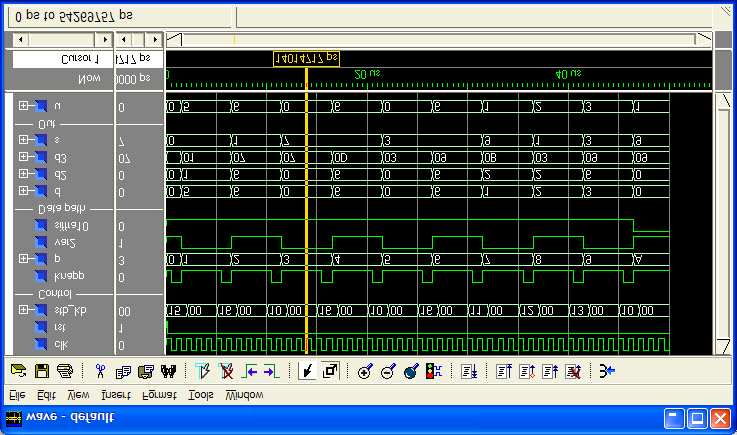 3.5 Simulering Vi avslutar detta exempel med en simulering av personnummermaskinen, se figur 3.2. Du hittar komplett VHDL-kod för personnummermaskinen i bilaga B.1 och en testbänk i bilaga B.2. I figuren 3.