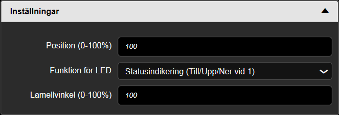 4.3.4 Funktionen Lamellvinkel Med ett kort tryck på knappen som konfigurerats med funktionen Lamellvinkel är rulljalusiutgången tillkopplad tills den inställda lamellvinkeln mellan 0 och 100 % (Bild