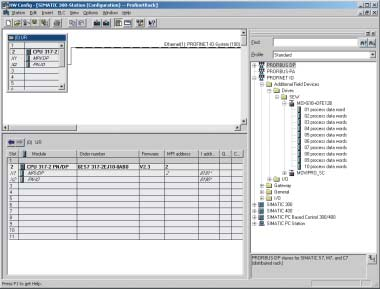 Projektering och idrifttagning Projektering av Master (PROFINET IO-styrenhet) 5 Projektering av PROFINET IOanslutning DFE12B Starta STEP7 HWCONFIG och välj PN-IO-tillvalsplats i styrningsracket.