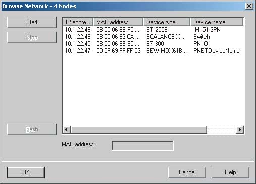 Projektering och idrifttagning Projektering av Master (PROFINET IO-styrenhet) 5 Tilldelning av IPadressparametrar Välj menyposten [Target system] / [Ethernet] / [Specify Ethernet address] i STEP7