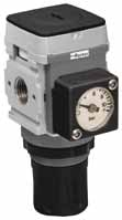 Serie P31 Regulator P31-Mini Symboler 3 1 2 1 2 Självavluftande regulator med manometer Regulator utan avluftning Integrerade 1/4-tumsportar (BSPP och NPT) Kraftig men lätt aluminiumkonstruktion