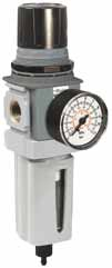 Serie P32 Filterregulator P32-Kompakt Symboler 1 2 Integrerade 1/4-3/8- eller 1/2-tumsportar (BSPP och NPT) Högeffektiva 5-mikronselement som standard Utmärkt vattenavskiljning Robust