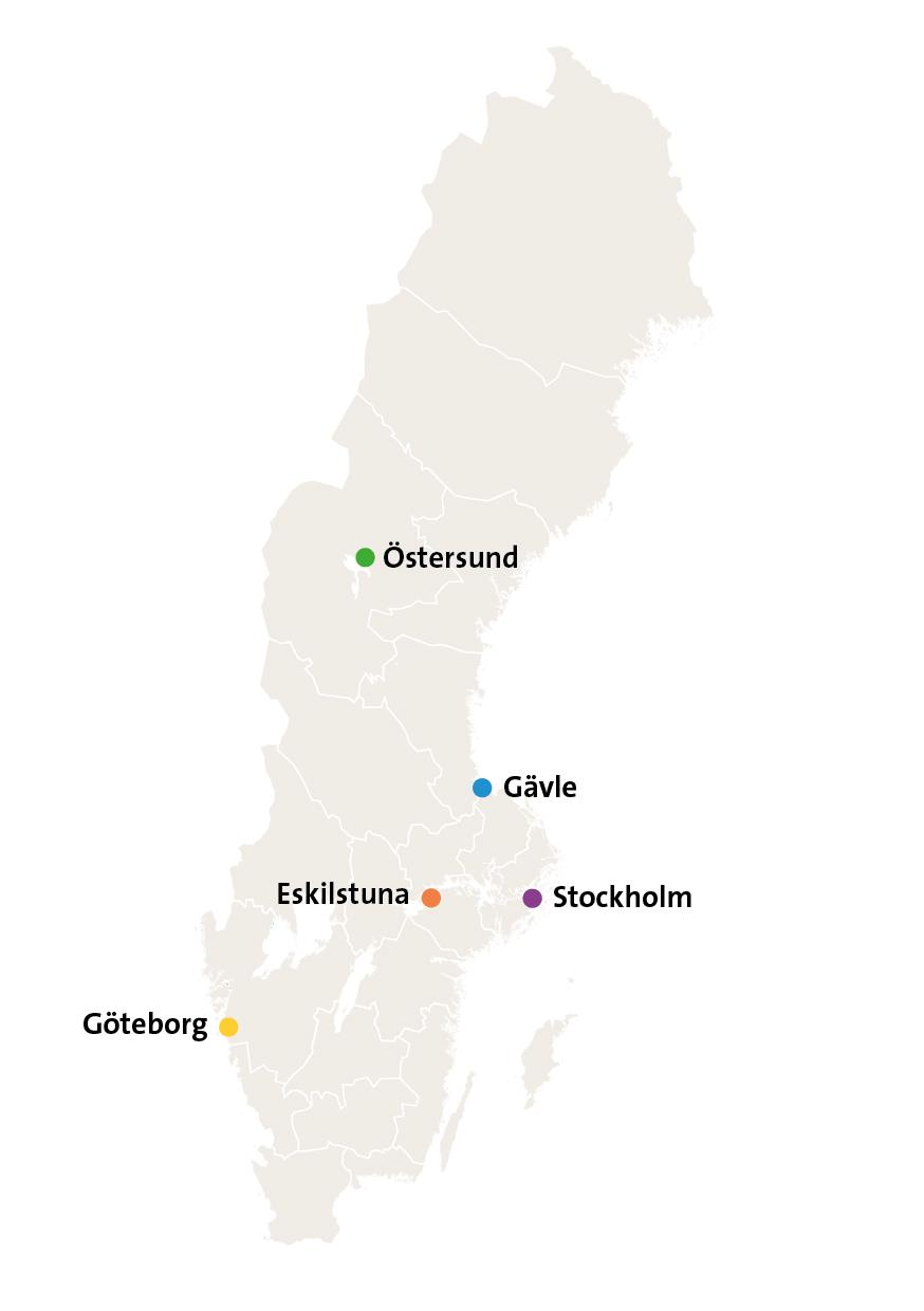 Verksamhetsorter Huvudkontor i Gävle Gävle och Östersund Ekonomirelaterade tjänster Lönerelaterade tjänster Administration och IT