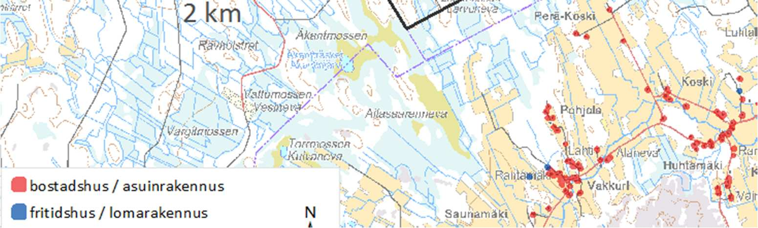 5 (15) Fig 3. Placering av planeringsområdet i förhållande till byggnadsbeståndet.