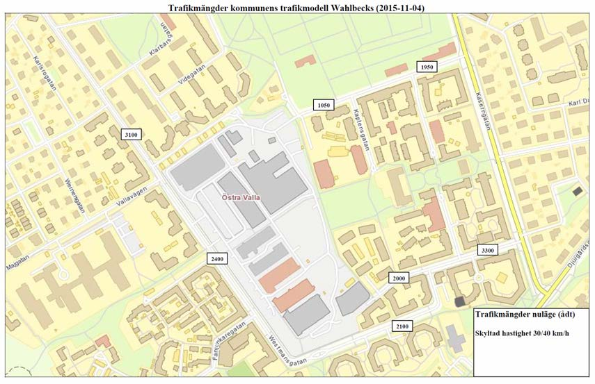 För att studera hur de befintliga bostäderna i utredningsområdet påverkas av trafikförändrinarna i framtiden har beräkningar även utförts på en nulägessituation.