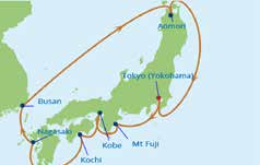 Kryssningar i Asien: Japan & Sydkorea Vackert klätt i körsbärsblom PRELIMINÄRA FLYGTIDER DAG FLYG TIDER FLYGTID 12 apr Stockholm - Helsingfors 13.30-15.25 0h55 12 apr Helsingfors - Tokyo 17.15-08.