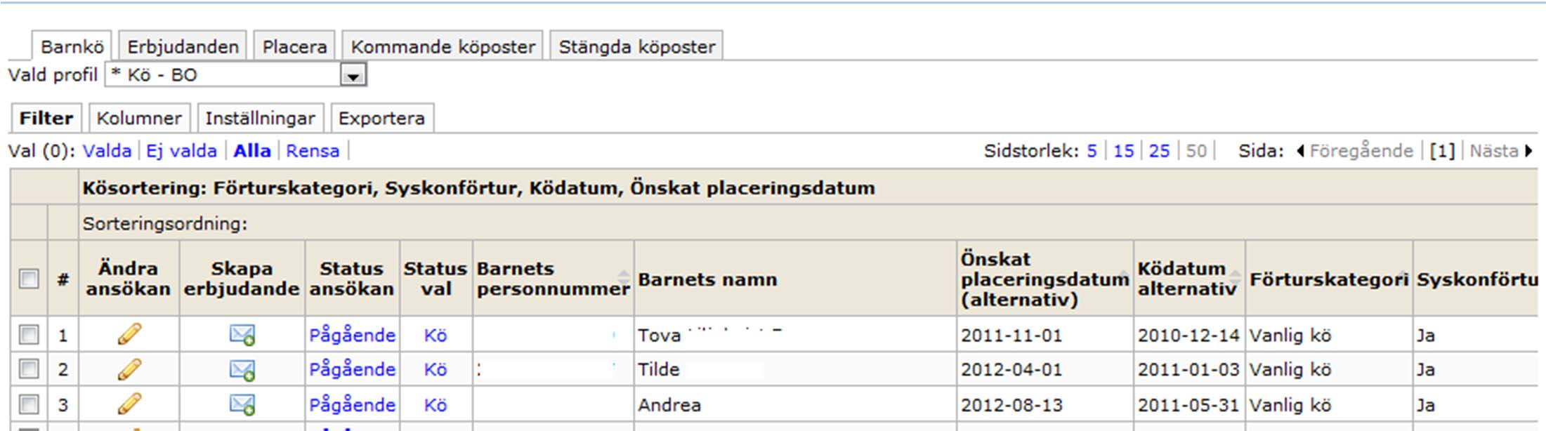 Köhantering Observera att du kan välja profil *Kö BO och då ser du även barnets