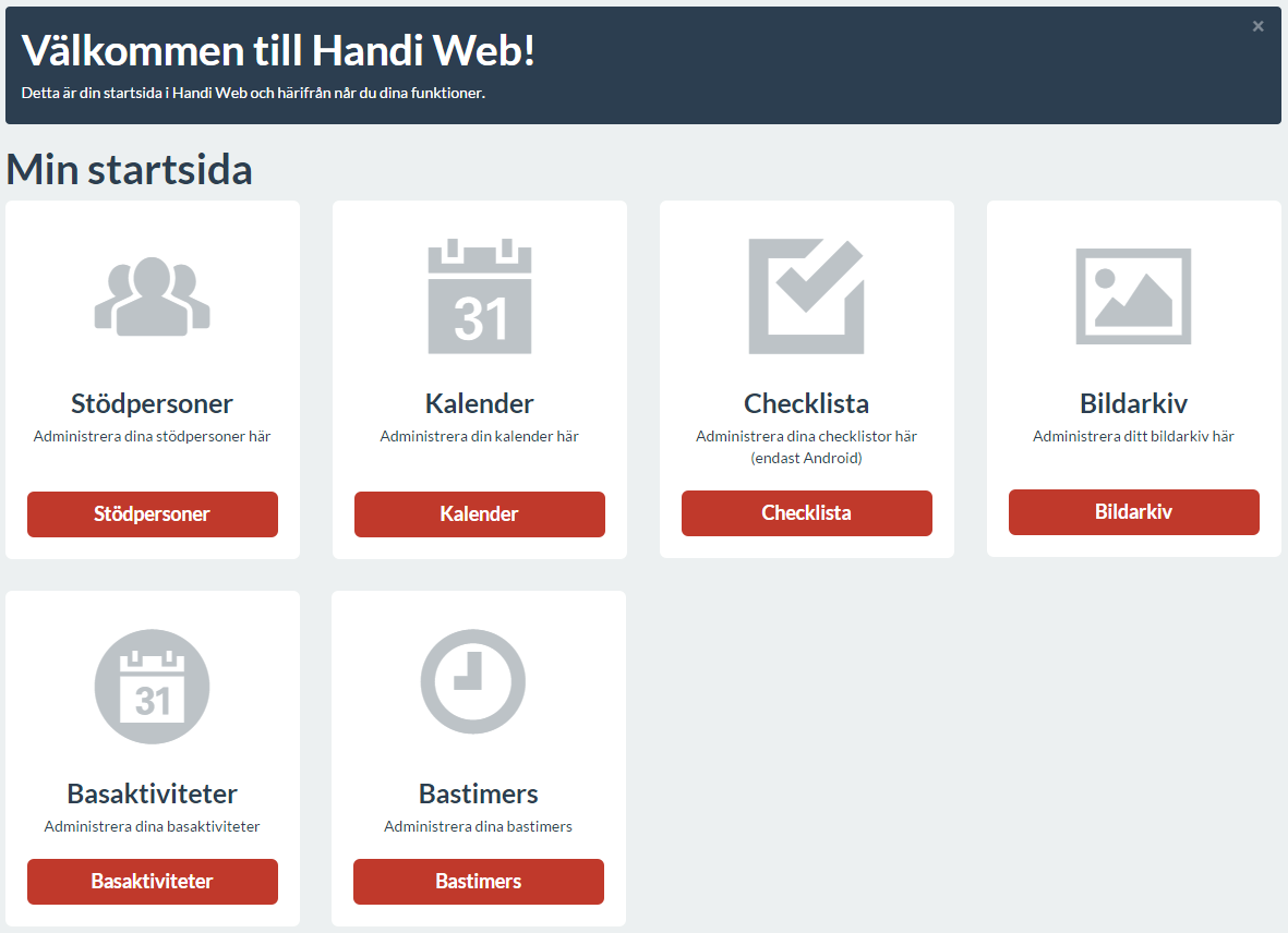 Handi Web nya funktioner Via Basaktiviteter hanteras