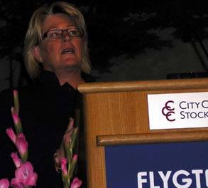 Ett föredrag om A Single European Sky hölls av Karin Källander-Holtzrin, som är Senior Adviser inom Luftfartsverkets (LFV) koncernledning.