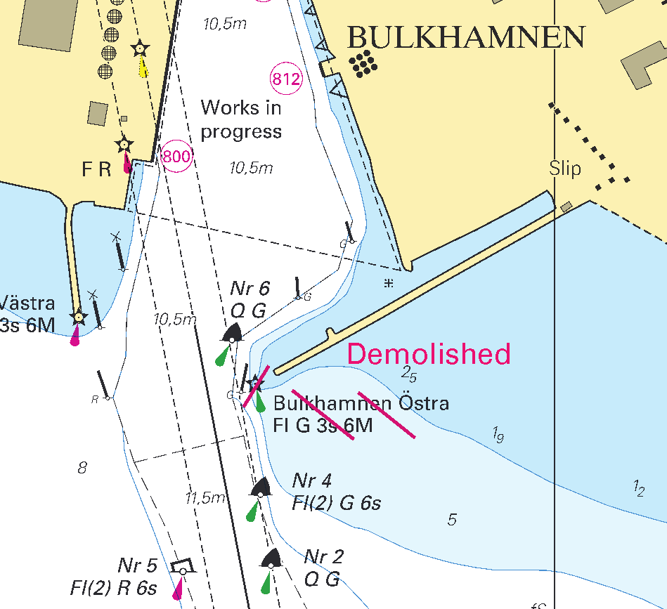 Nr 373 10 Helsingborg Hamn AB Kattegatt / Kattegat * 7452 (T) Sjökort/Chart: 924 Sverige. Kattegatt. Varberg. Tillfälligt minskat leddjupgående.