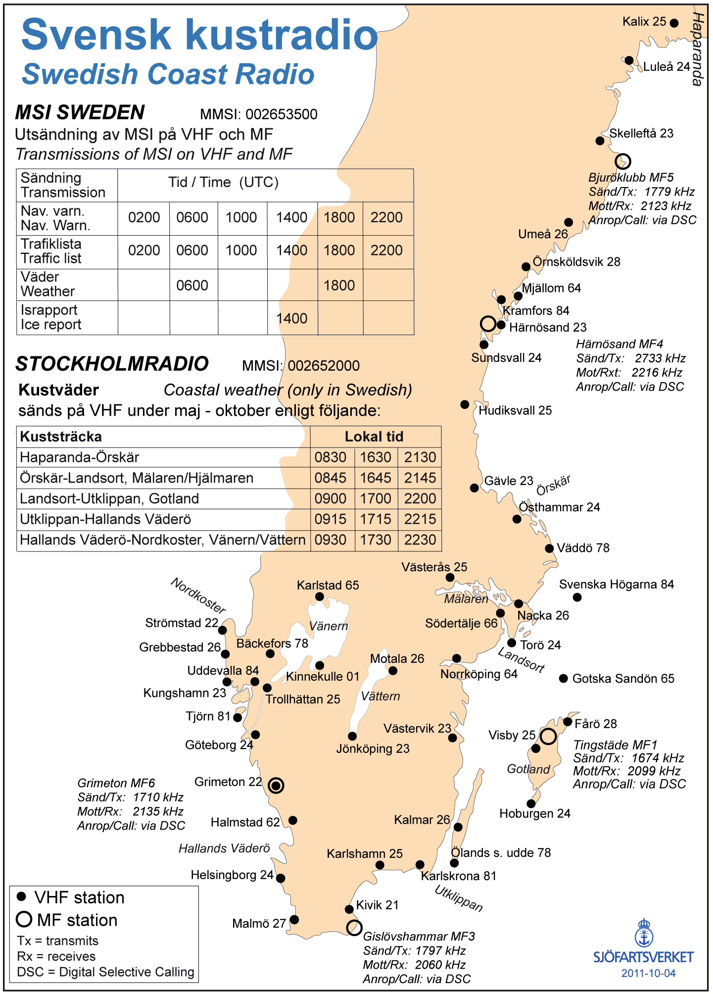 13 Nr 373 Svensk Kustradiokarta / Swedish