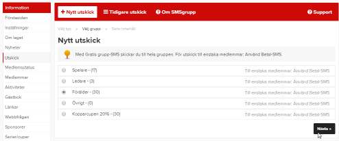 5. Skicka gratis grupp-sms Vänstermenyn Utskick.