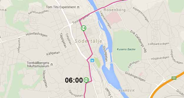 Etapp 2 och vägen genom Södertälje Fredag 03.00 09.