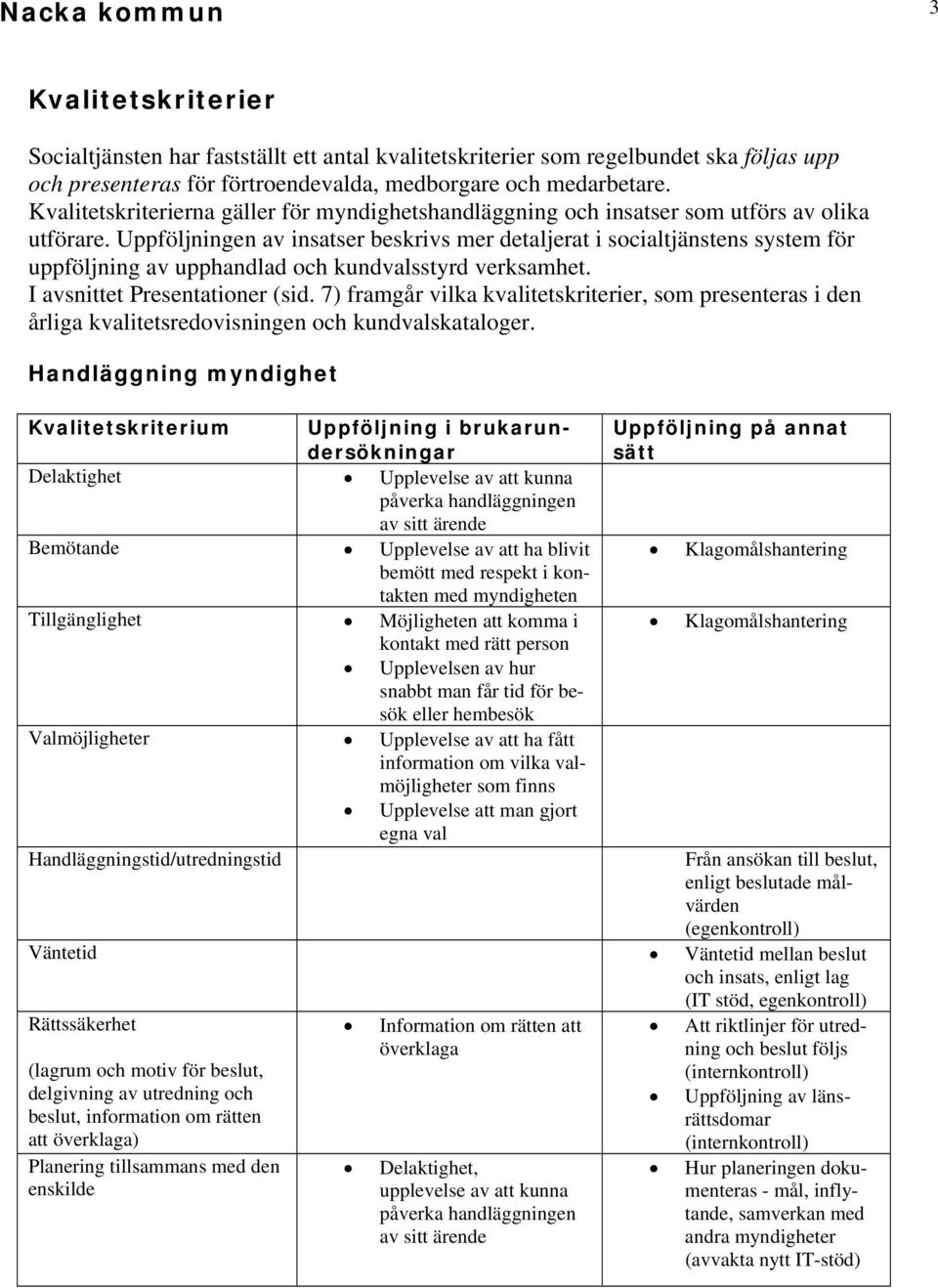 Uppföljningen av insatser beskrivs mer detaljerat i socialtjänstens system för uppföljning av upphandlad och kundvalsstyrd verksamhet. I avsnittet Presentationer (sid.