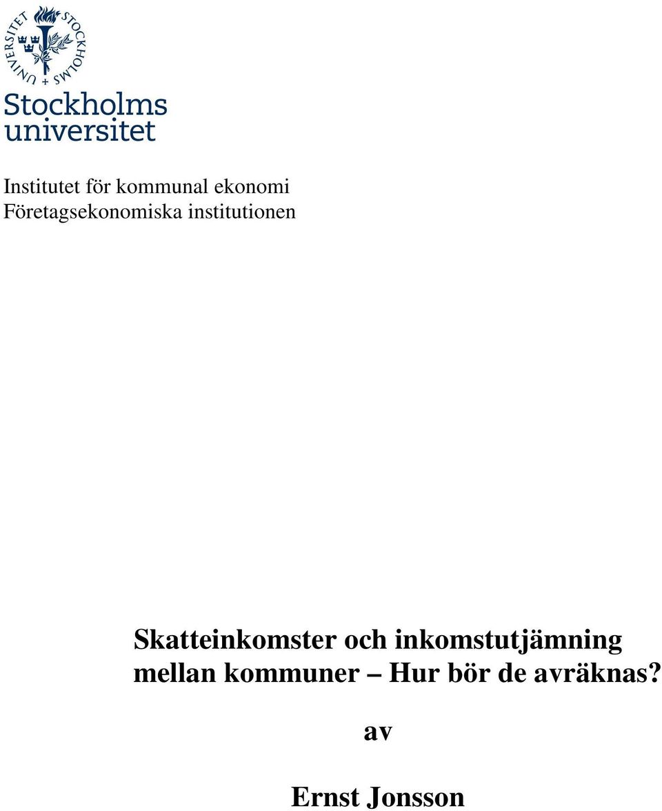 Skatteinkomster och inkomstutjämning