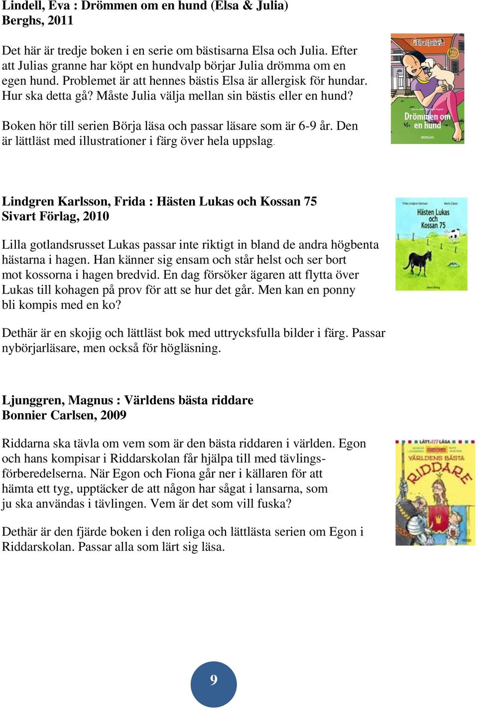 Måste Julia välja mellan sin bästis eller en hund? Boken hör till serien Börja läsa och passar läsare som är 6-9 år. Den är lättläst med illustrationer i färg över hela uppslag.